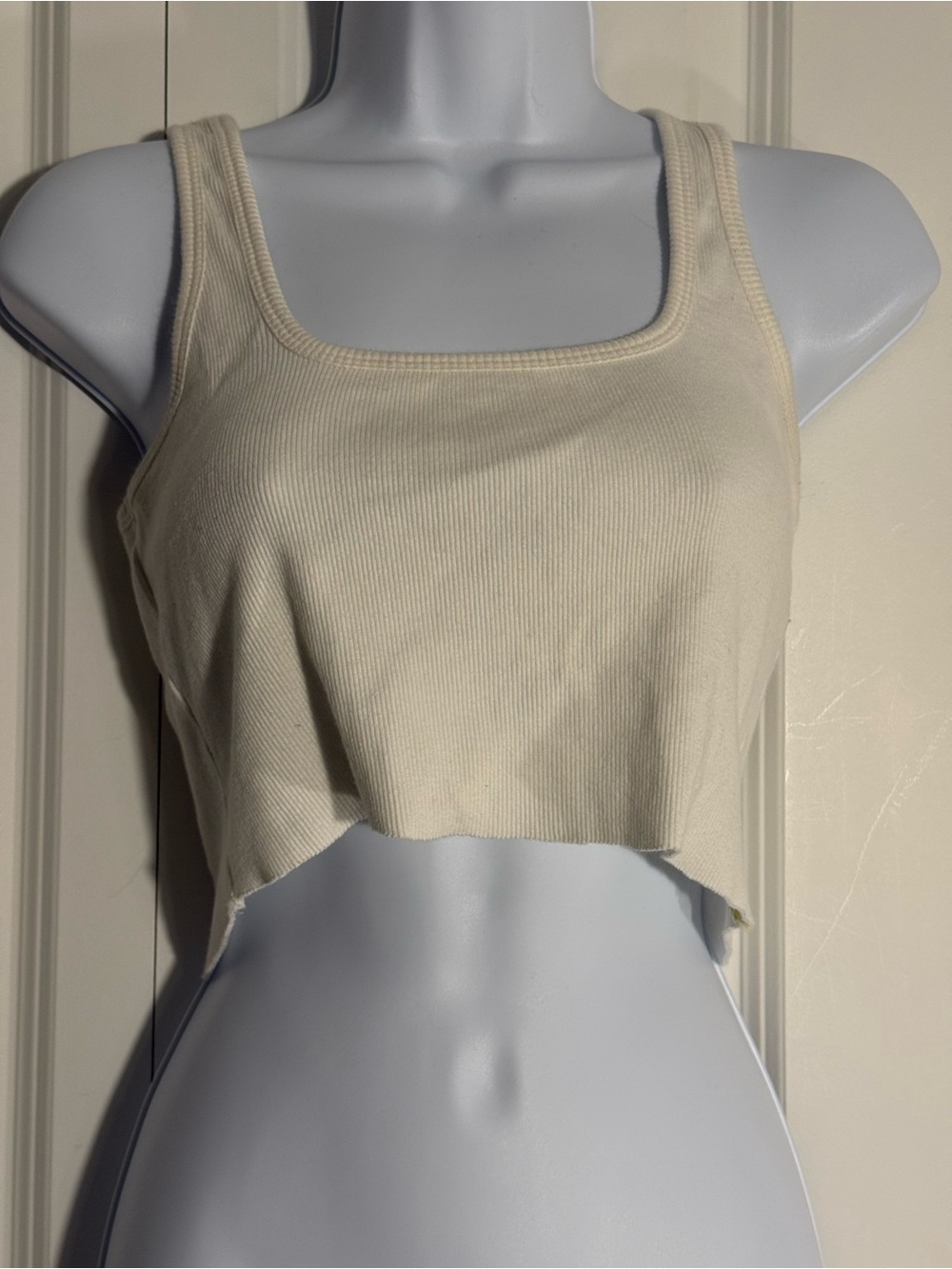 Anthropologie Ribbed Crop Tank in Cream